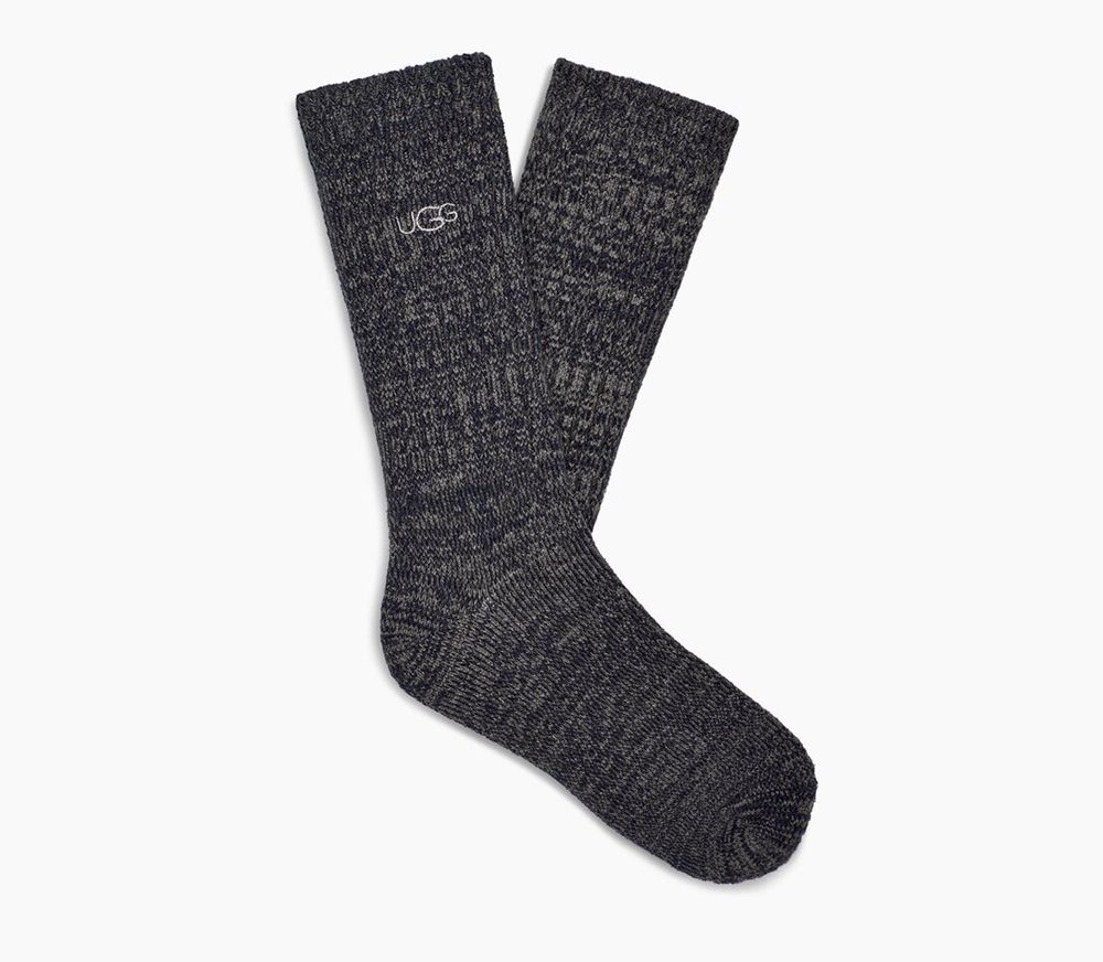 Ugg Trey Rib Knit Slouchy Crew - Mens Socks - Navy - NZ (5920QEPMX)